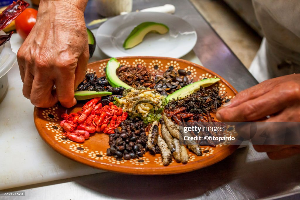 Edible insects prepared by a Mexican chef