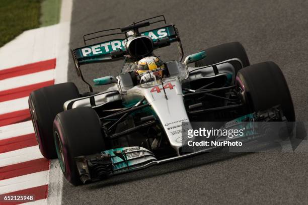 Lewis Hamilton from Great Britain of Mercedes W08 Hybrid EQ Power+ team Mercedes GP in action during the Formula One winter testing at Circuit de...