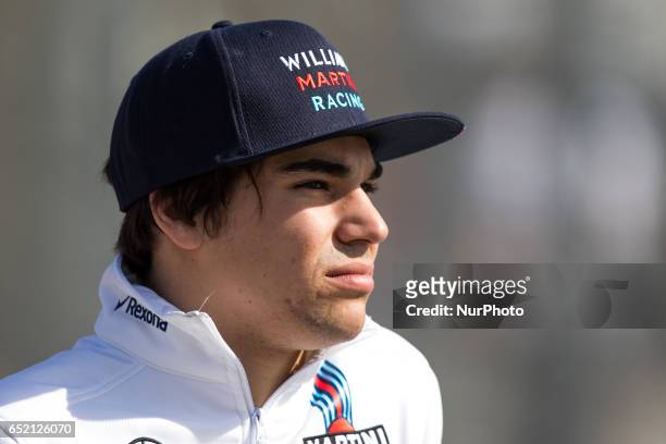 Lance Stroll from Canada of Williams f1 Mercedes FW40 in action during the Formula One winter testing at Circuit de Catalunya on March 10, 2017 in...