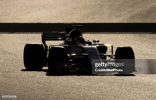 Pascal Wehrlein of Germany driving the Sauber F1 Team Sauber C36 Ferrari in action during the Formula One winter testing at Circuit de Catalunya on...