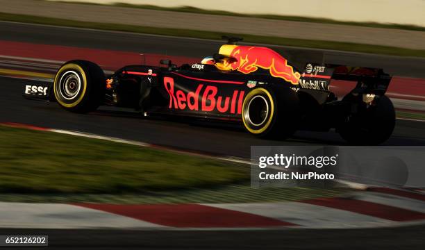 Max Verstappen from Nederlans of Red Bull Tag Heuer RB13 in action during the Formula One winter testing at Circuit de Catalunya on March 10, 2017 in...