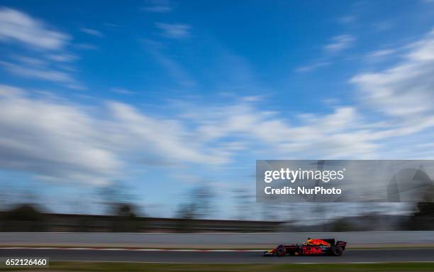 Max Verstappen from Nederlans of Red Bull Tag Heuer RB13 in action during the Formula One winter testing at Circuit de Catalunya on March 10, 2017 in...