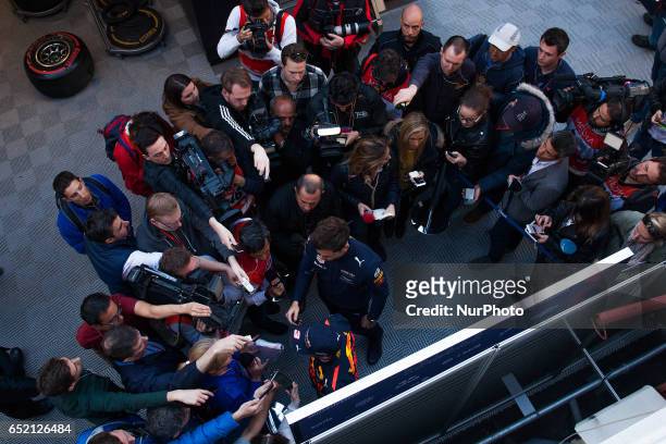 Daniel Ricciardo of Red Bull Racing Team in action during the Formula One winter testing at Circuit de Catalunya on March 10, 2017 in Montmelo, Spain.