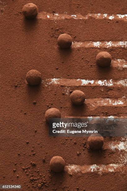 chocolate truffles cocoa powder - chocolate truffles stock pictures, royalty-free photos & images