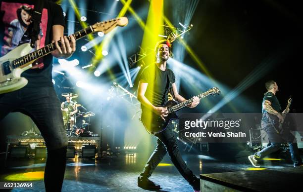 Jack Barakat of All Time Low performs at Eventim Apollo on March 10, 2017 in London, England.