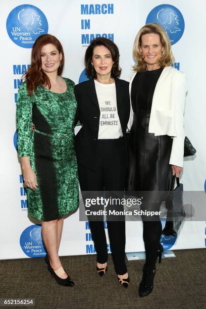 Debra Messing Dayle Haddon and guest attend the 4th Annual UN Women For Peace Association Awards Luncheon at United Nations on March 10, 2017 in New...