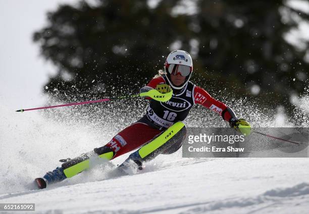 Marie-Michele Gagnon of Canada competes in the first run of the Audi FIS World Cup Ladies' Slalom on March 11, 2017 in Squaw Valley, California.