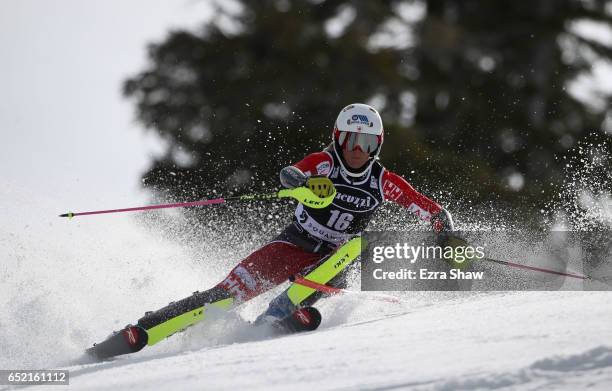 Marie-Michele Gagnon of Canada competes in the first run of the Audi FIS World Cup Ladies' Slalom on March 11, 2017 in Squaw Valley, California.