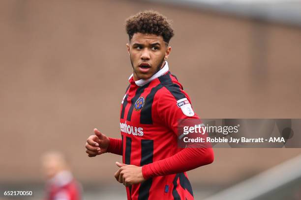Tyler Roberts of Shrewsbury Town during the Sky Bet League One match between Chesterfield and Shrewsbury Town at Proact Stadium on March 11, 2017 in...