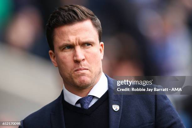 Gary Caldwell head coach / manager of Chesterfield during the Sky Bet League One match between Chesterfield and Shrewsbury Town at Proact Stadium on...