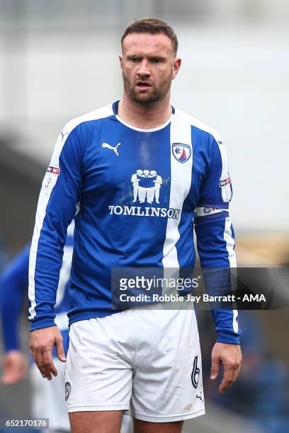 Ian Evatt of Chesterfield during the Sky Bet League One match between Chesterfield and Shrewsbury Town at Proact Stadium on March 11, 2017 in...