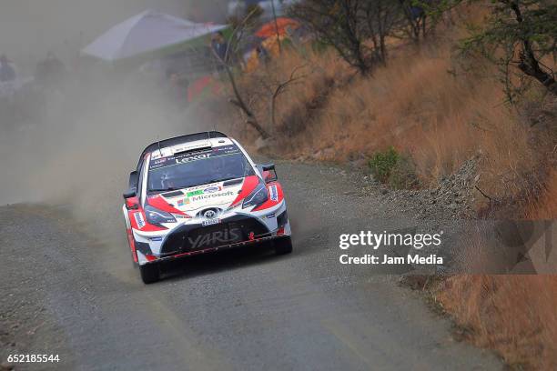 Jari-Matti Latvala and Miikka Anttila of Toyota Gazoo Racing WRT Team drive during the FIA World Rally Championship Mexico Day Two on March 11, 2017...