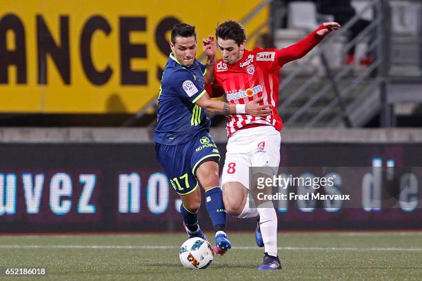 Marcos Mesquita Rony Lopes of Lille and Vincent Marchetti of Nancy during the Ligue 1 match between As Nancy Lorraine and Lille OSC at Stade Marcel...