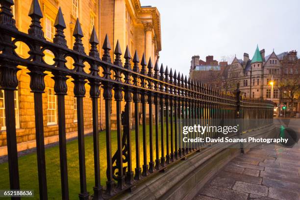 the exterior of trinity college in dublin, ireland - trinity college dublin stock pictures, royalty-free photos & images