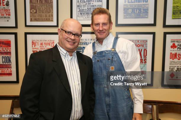 Country Music Hall of Fame's Michael McCall and Singer-songwriter Rory Feek at Country Music Hall of Fame and Museum on March 11, 2017 in Nashville,...