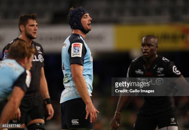 Dean Mumm of the NSW Waratahs during the Super Rugby match between the Cell C Sharks and Waratahs at Growthpoint Kings Park on March 11, 2017 in...