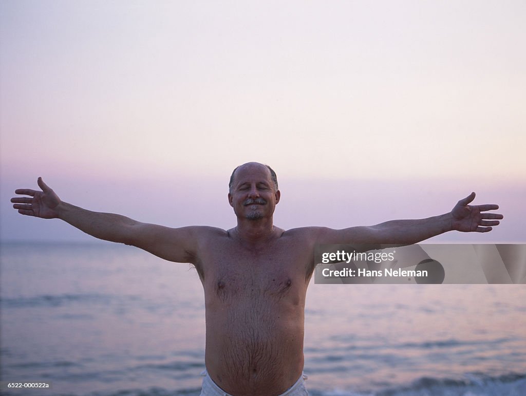 Middle-aged Man in Sea