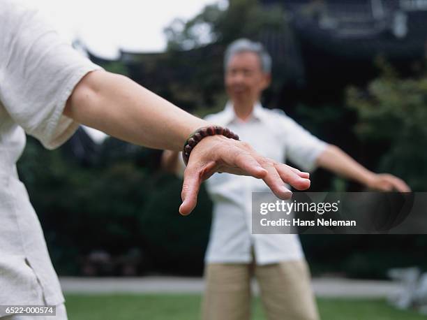 people doing tai chi - tai chi stock pictures, royalty-free photos & images