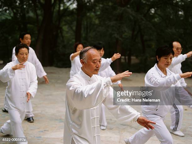 people doing tai chi - tai chi stock pictures, royalty-free photos & images
