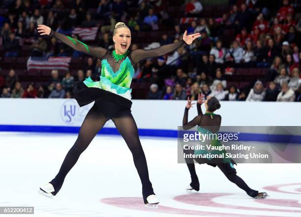 Team Sweden 2 perform in the Free Program during the ISU World Junior Synchronized Skating Championships at Hershey Centre on March 11, 2017 in...