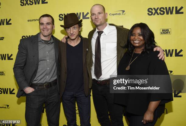 Ian Nelms, John Hawkes, Eshom Nelms, and Octavia Spencerattend the Film premiere of "Small Town Crime" during 2017 SXSW Conference and Festivals at...