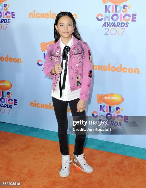 Actor Breanna Yde at Nickelodeon's 2017 Kids' Choice Awards at USC Galen Center on March 11, 2017 in Los Angeles, California.