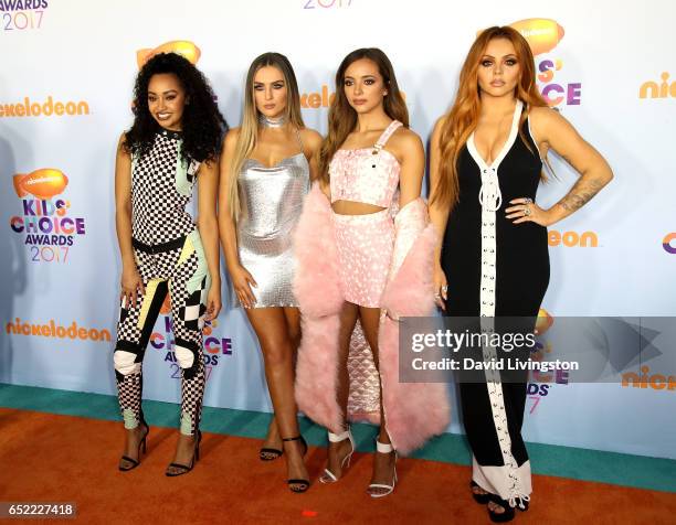 Singers Leigh-Anne Pinnock, Perrie Edwards, Jesy Nelson, and Jade Thirlwall of Little Mix attend Nickelodeon's 2017 Kids' Choice Awards at USC Galen...