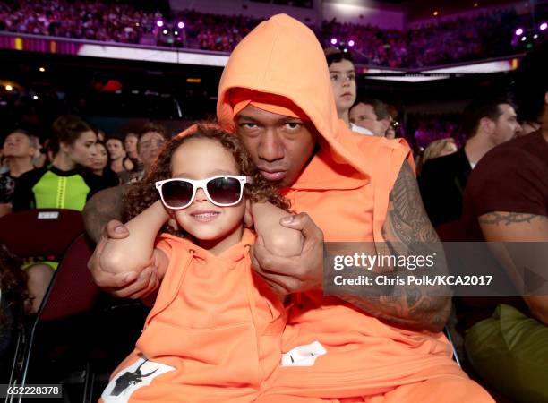 Personality Nick Cannon and Monroe Cannon at Nickelodeon's 2017 Kids' Choice Awards at USC Galen Center on March 11, 2017 in Los Angeles, California.