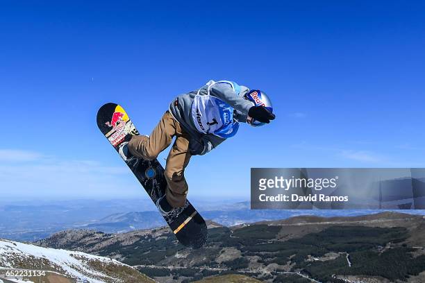 Seppe Smits of Belgium in action during a training session ahead of Men's Slopestyle Final on day four of the FIS Freestyle Ski and Snowboard World...