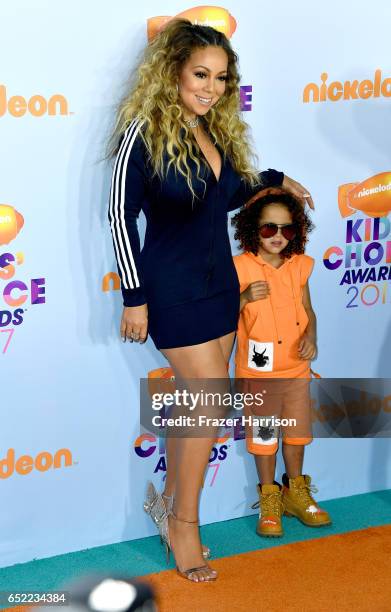 Singer Mariah Carey with Moroccan Scott Cannon at Nickelodeon's 2017 Kids' Choice Awards at USC Galen Center on March 11, 2017 in Los Angeles,...