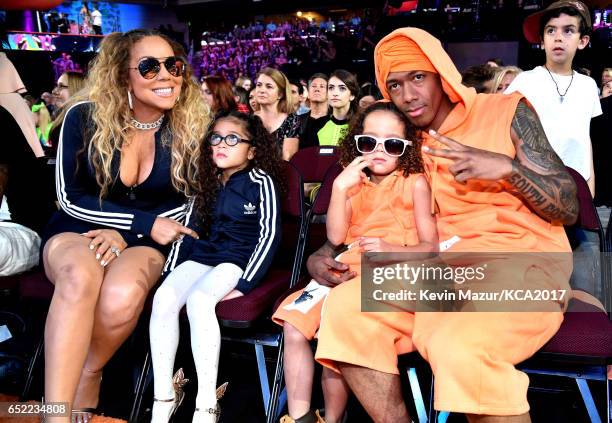 Mariah Carey, Monroe Cannon, Moroccan Scott Cannon and Nick Cannon during at Nickelodeon's 2017 Kids' Choice Awards at USC Galen Center on March 11,...