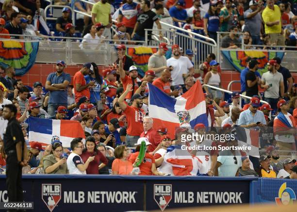 Dominican Flag during a WBC game between the Dominican Republic and the United States in Marlins Park in Miami, FL