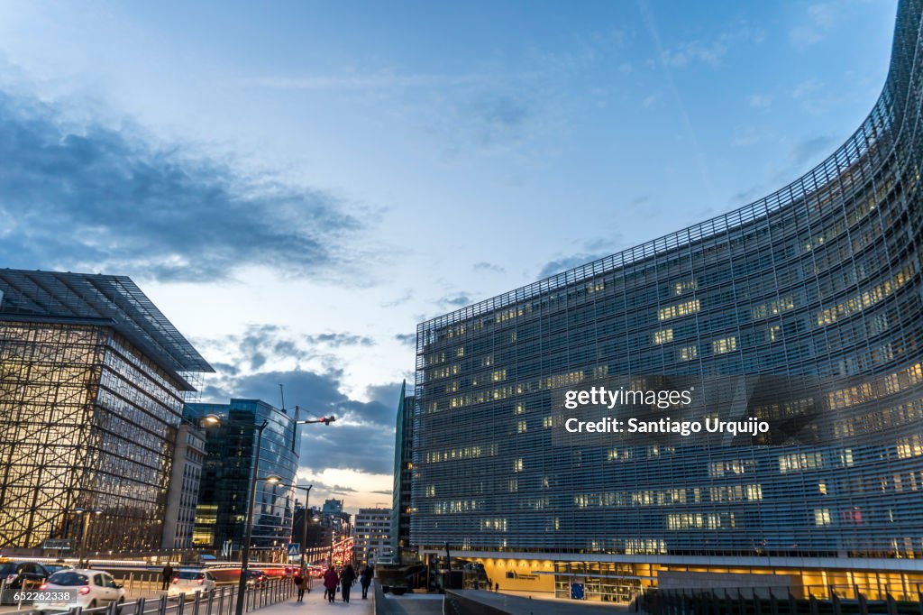 European Commission and Council buildings along rue de la loi