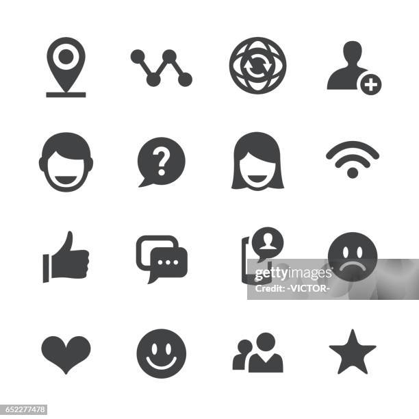 social communications icons - acme series - anthropomorphic face stock illustrations