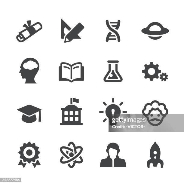 higher education icons set - acme series - higher school certificate stock illustrations