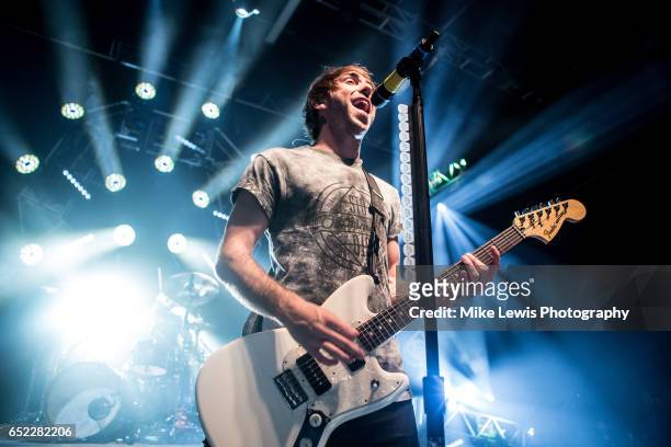 Alex Gaskarth of All Time Low performs at Cardiff University on March 11, 2017 in Cardiff, United Kingdom.
