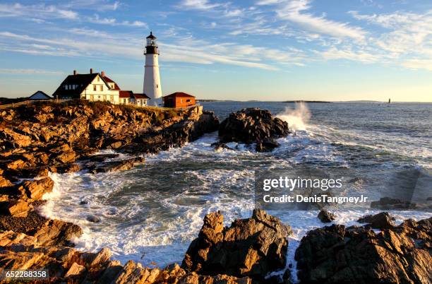 portland head lighthouse - portland maine stock-fotos und bilder