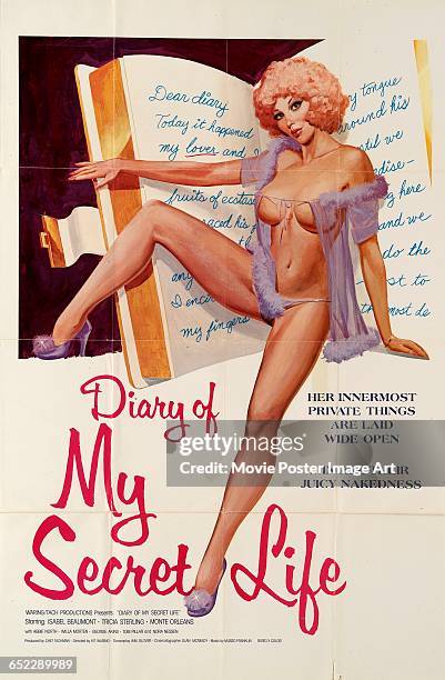 Image contains suggestive content.)A poster for the pornographic film 'Diary of My Secret Life', directed by Kit Waring, circa 1970.