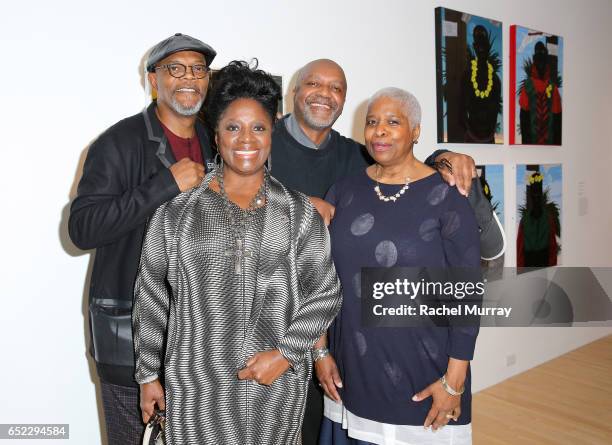 Actor Samuel L. Jackson, LaTanya Richardson, artist Kerry James Marshall and Cheryl Lynn Bruce attend MOCA's Leadership Circle and Members' Opening...