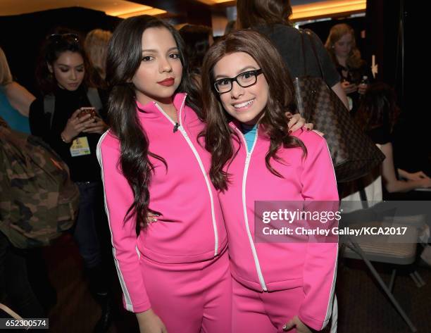 Actors Cree Cicchino and Madisyn Shipman in the green room at Nickelodeon's 2017 Kids' Choice Awards at USC Galen Center on March 11, 2017 in Los...