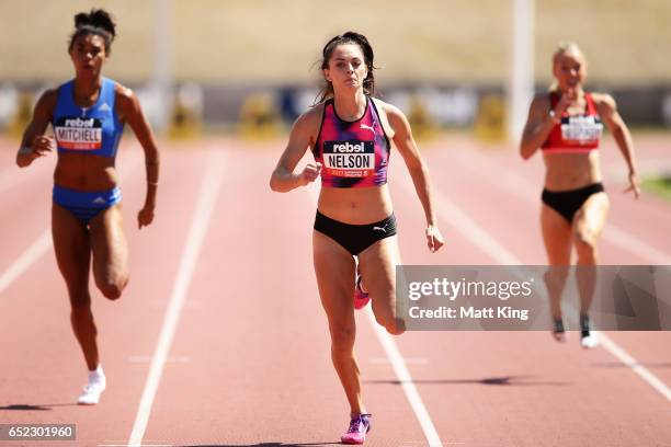 Ella Nelson of NSW competes in the Women's 200m A Final during the SUMMERofATHS Grand Prix on March 12, 2017 in Canberra, Australia.