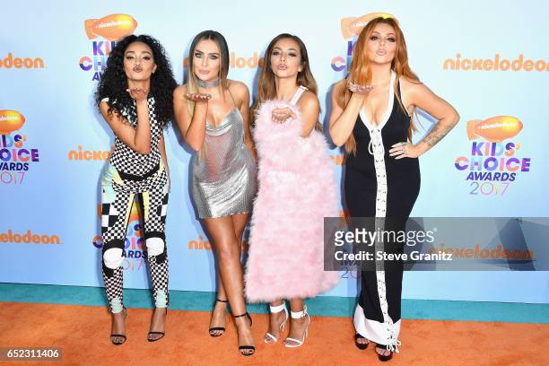 Singers Leigh-Anne Pinnock, Perrie Edwards, Jesy Nelson and Jade Thirlwall of Little Mix at Nickelodeon's 2017 Kids' Choice Awards at USC Galen...