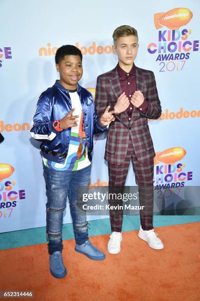 Actors Benjamin Flores Jr. And Thomas Kuc at Nickelodeon's 2017 Kids' Choice Awards at USC Galen Center on March 11, 2017 in Los Angeles, California.