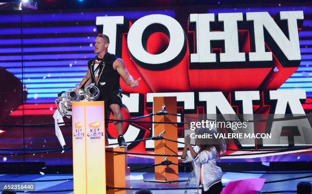 John Cena on stage at the 30th Annual Nickelodeon Kids' Choice Awards, March 11 at the Galen Center on the University of Southern California campus...