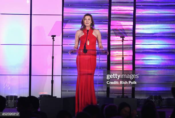 Actress Brenda Strong speaks onstage at the Family Equality Council's Impact Awards at the Beverly Wilshire Hotel on March 11, 2017 in Beverly Hills,...