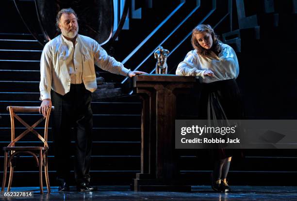 Bryn Terfel as Hans Sachs and Rachel Willis-Sorensen as Eva in the Royal Opera's production of Richard Wagner's Die Meistersinger von Nurnberg...