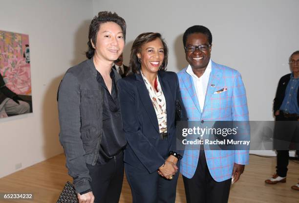 Dr. Hao Nguyen, Gianna Drake-Kerrison and Demetrio Kerrison attend MOCA's Leadership Circle and Members' Opening of Kerry James Marshall: Mastry at...