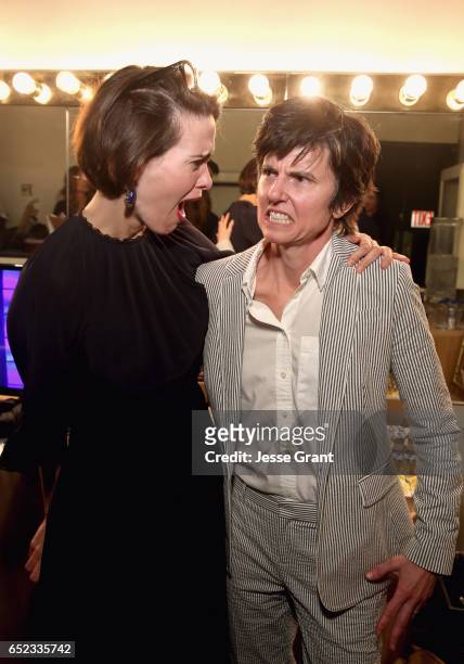 Actress Sarah Paulson and comedian Tig Notaro backstage at the Family Equality Council's Impact Awards at the Beverly Wilshire Hotel on March 11,...