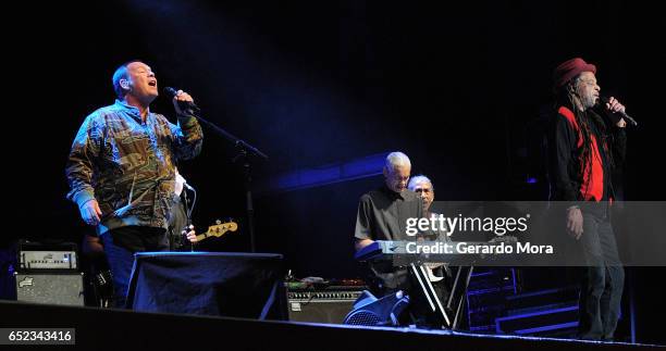 Ali Campbell , Michael Virtue and Astro of UB40 perform during Mardi Gras celebration at Universal Orlando on March 11, 2017 in Orlando, Florida.