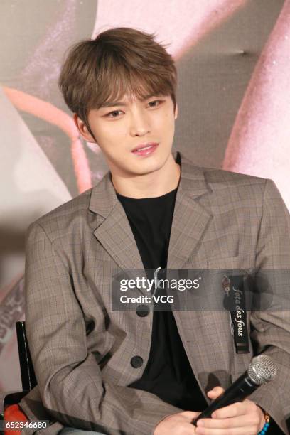 South Korean singer Kim Jae-joong attends a press conference of his concert on March 11, 2017 in Hong Kong, China.